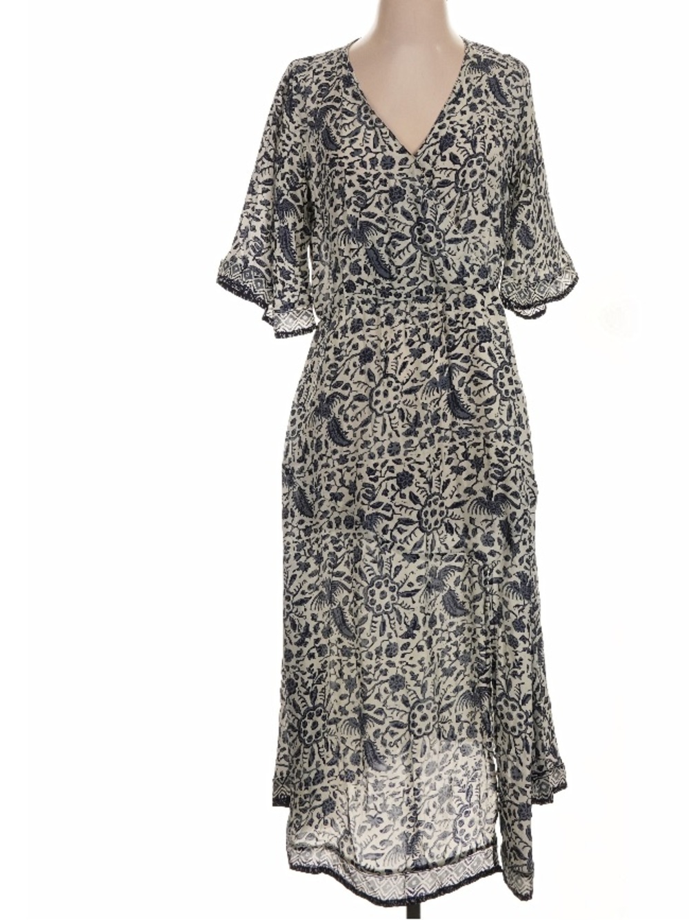 Natalie Martin Silk Coco Dress Midi Flutter Sleeve Lightweight Dress